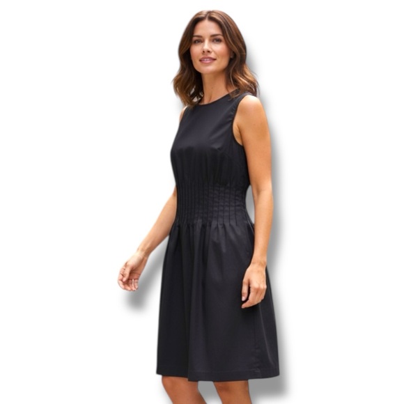 Theory Dresses & Skirts - Theory Brynne “New Tuxedo” Black Satin Sleeveless Shift Dress Size 6